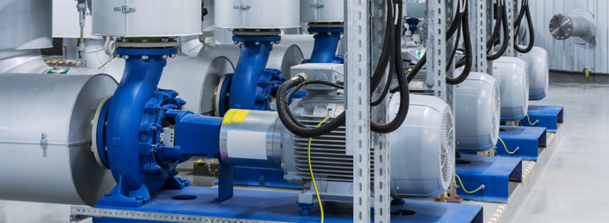 A row of Booster Pumps for Oil and Gas