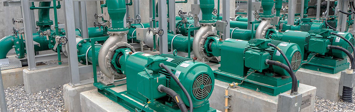 group of several pumps, large pump installation