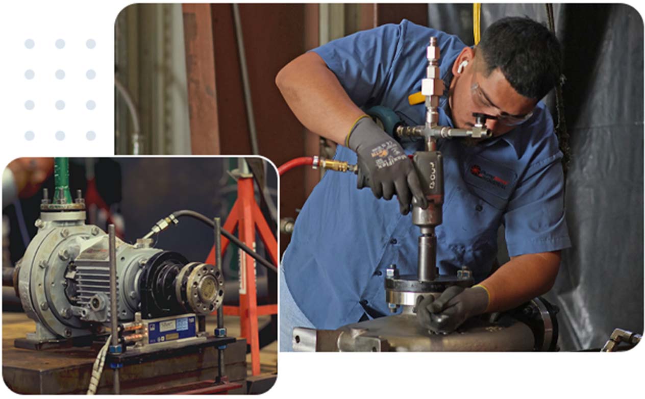 صورة لفني ماكينات Pumpworks يعمل على مضخة